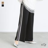 【5/16 12:59迄クーポンで20％OFF】パンツ ボトムス レディース ジーンズ ワイドパンツ 春 夏 ロング 配色 ストレート ワイド 10分丈 カットジョーゼット サイドライン ストレッチ 伸縮性 ポケット タック ヨーク 大きいサイズ 着回し【メール便不可】【20】