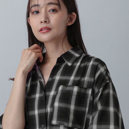 GLOBAL WORK MATINEE LINE/チェックドロストシャツ半袖/495658 グローバルワーク トップス シャツ・ブラウス ブラウン ホワイト ブラック【送料無料】