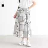 【5/10 23:59迄クーポンで20％OFF】【送料無料】『変形ドットプリントフレアスカート』[スカート ロングスカート ロング丈 ボトムス レディース 春 フレア フレアスカート コットン100％ 綿100％ ウエストゴム]【メール便不可】【20】