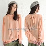 【30％OFF】『2WAYシフォンブラウス』[ブラウス レディース トップス シャツ シフォン 長袖 リボン リボンタイ ボウタイ ハイネック オフィス 立ち襟 2WAY おうちで洗える]◇※メール便可※【10】