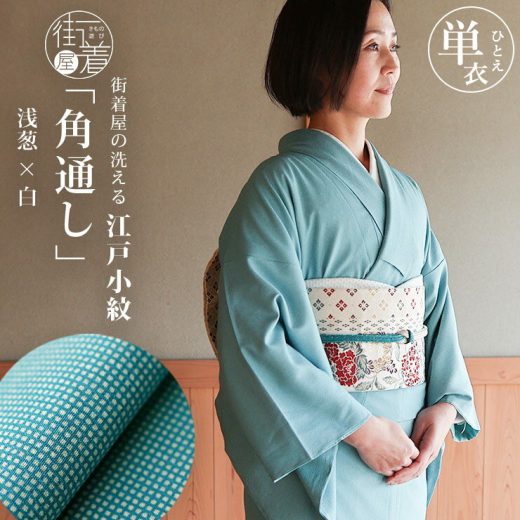 ＼2点で3％OFFクーポン／[日本製] 洗える着物 江戸小紋 単衣 仕立て上がり 角通し (浅葱×白) M L サイズ 水色 ブルー 単衣着物 和装 留袖 訪問着 女性 レディース 格子地紋 プレタ着物 化繊 結婚式 披露宴 七五三 服装 母親 初夏 初秋 T.S.システム縫製 (ym502s)