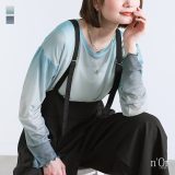 【5/10 23:59迄クーポンで20％OFF】『グラデーションプリントメッシュトップス』[n’OrLABEL トップス レディース グラデーション メッシュ 長袖 配色 クルーネック ニュアンス メロー メロウ 透け感 レイヤード 重ね着]※メール便可※【5】