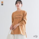 『ヴィンテージ風ロゴロンT』[n’OrLABEL ロンT トップス カットソー レディース 長袖 クルーネック ヴィンテージ風 ロゴ ピグメント加工 かすれ リブ コットン100％ 綿100％]※メール便可※【10】