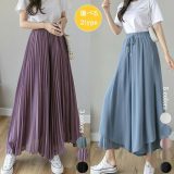 2B15 プリーツワイドパンツ レディース シフォン プリーツ ガウチョパンツ レディースレディース 大人 パンツ ボトムス バーゲン【送料無料】