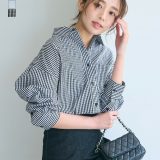 【クーポン利用で3,960円 5/7(水)12時40分~23時59分まで】ストライプシャツ&チェックシャツ ｜ シャツ ストライプ ストライプシャツ トップス ブラウス 華やか オフィス 体型カバー ｜【宅配便】(予約5月26日~31日or6月11日~15日以内順次発送)　cpn