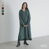 ワンピース ニットワンピース レディース 秋 冬 ニットワンピ ロングワンピ ニット 長袖 ロング丈 マキシ丈 Vネック ケーブルニット ロングニット フード ゆったり 大きいサイズ 体型カバー 着回し【メール便不可】【40】