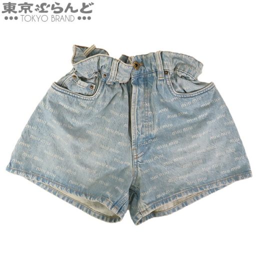 【5%クーポン♪6.13〜6.26】【返品可】ミュウミュウ MIUMIU デニム ショートパンツ ロゴ GWP300 インディゴブルー 青 コットン ハイライズウェスト リラックスフィット 24 ボトムス レディース 現行品 [送料無料] 【ポイント7倍●6.13〜6.26】【中古】 101756885