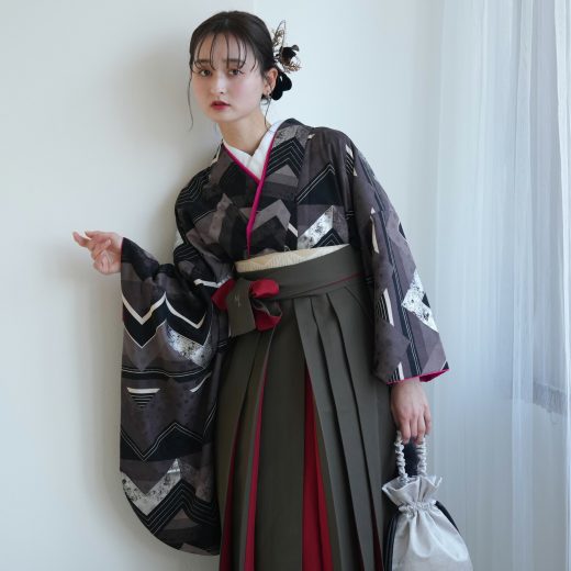 【レンタル】【モダンアンテナ 袴 17点セット 日本製 】二尺袖着物 はかま フルセット 卒業式 大学生 専門学生 レディース 女性 袴91-99cm（身長153-170cm）足袋プレゼント 重ね衿縫い付済 往復送料無料