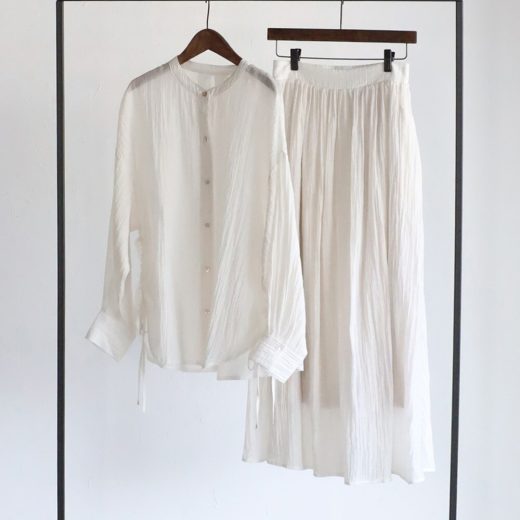 ＼40%OFFクーポンで5874円！30日23:59まで／ 2点セット [SET]ワッシャーサイドドロストシャツ×フレアスカート 11-003728