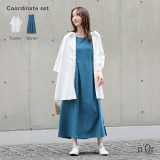 2点コーデセット 2025 レディース ワンピース ノースリーブ 汗じみ防止 ロングワンピース 綿100％ カットソー マキシ丈 トップス ビッグシャツ オーバーシャツ シャツ 襟付き 七分袖 春 夏 オシャレウォーカー【メール便不可】【30】