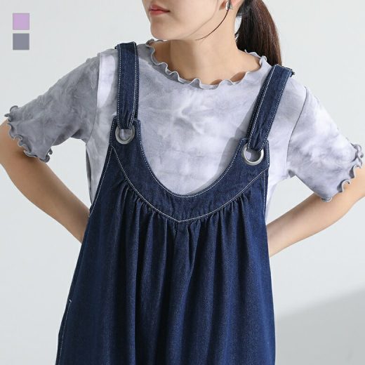 【6/2 12:59迄クーポンで10％OFF】Tシャツ レディース トップス 半袖 クルーネック カットソー メロウ メロー タイダイ レイヤード 重ね着 プルオーバー マーブル ミディ丈 ミドル丈 総柄 カジュアル シンプル モード 夏 オシャレウォーカー※メール便可※【10】