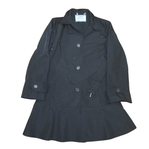 【中古】新品同様 PRADA プラダ フレアヘム ベルト付き ステンカラーコート サイズ36S ブラック レディース Luxs ブランド古着のリュクス