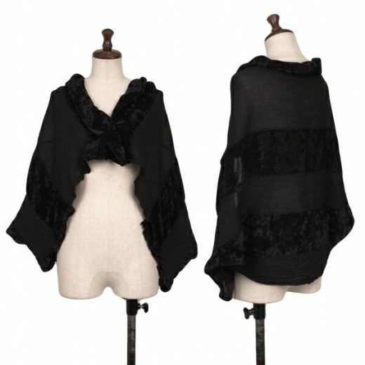 【中古】 イッセイミヤケ ミーISSEY MIYAKE me ポリ切替ベルベットカーディガン 黒F【レディース】