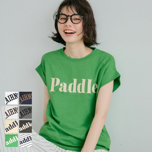フレンチスリーブロゴプリントTシャツ レディース メール便不可