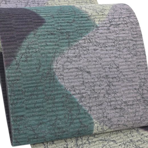 【年に一度の本決算バーゲン】【お仕立て上がり・中古美品】創作ろうけつ染め紬袋帯 「氷割れ文様」 今すぐおしゃれ！幽玄なお柄！