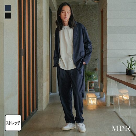 【送料無料】アウター メンズ ジャケット パンツ ライトアウター 長袖 長ズボン ブルゾン ボトムス ストレッチ セットアップ ポケット ミディ丈 ミドル丈 ジャージー生地 春 夏 秋 冬 オシャレウォーカー【メール便不可】【40】