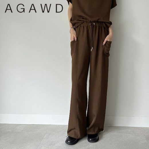 【早期割引18700円→17000円】【予約】【7月上旬～下旬入荷予定】AGAWD アガウド カーゴパンツ イージーパンツ ワイドパンツ ジョガーパンツ カーゴ イージー ワイド ジョガー パンツ ロングパンツ レディース 秋冬 秋 ゆったり ウエストゴム 総ゴム 裾絞り