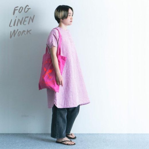 レンピチュニック ロビン＜fog linen work＞LWA788-WPC ギンガムチェック 半袖 麻 リネン 天然素材 ピンク