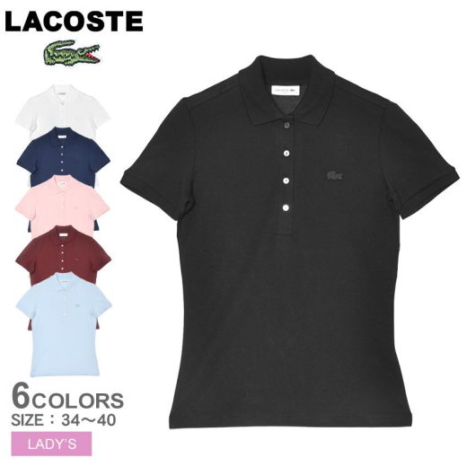 ラコステ ストレッチコットンピケポロシャツ 半袖ポロシャツ レディース ホワイト 白 ブラック 黒 LACOSTE PF5462 ウエア トップス ポロシャツ 半袖 カジュアル シンプル ブランド ロゴ ワンポイント おしゃれ 人気 定番 ギフト プレゼント