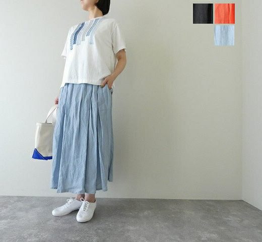 ina(イナ) フレンチリネンキャンバスワッシャーフロントサイドタックスカート(252103)