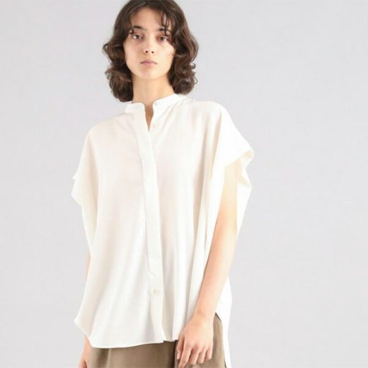 SACRA サクラ TRIACE MICRO CREPE TOP バンドカラートップ 125119071