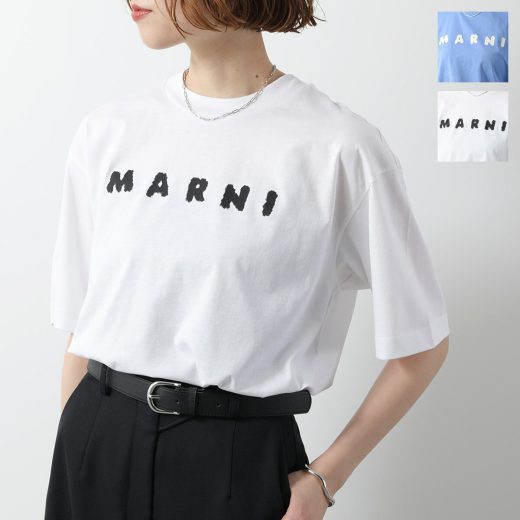MARNI マルニ Tシャツ THJET49P13 USCX42 レディース 半袖 カットソー コットン クルーネック ロゴT オーバーサイズ カラー2色【dc_kikaku】
