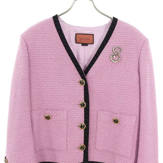 グッチ GUCCI　サイズ:44 614137 ZAD1A バックスパンコールデザインツイードジャケット(ピンク)【311052】【BS99】【レディース】【中古】bb205#rinkan*B