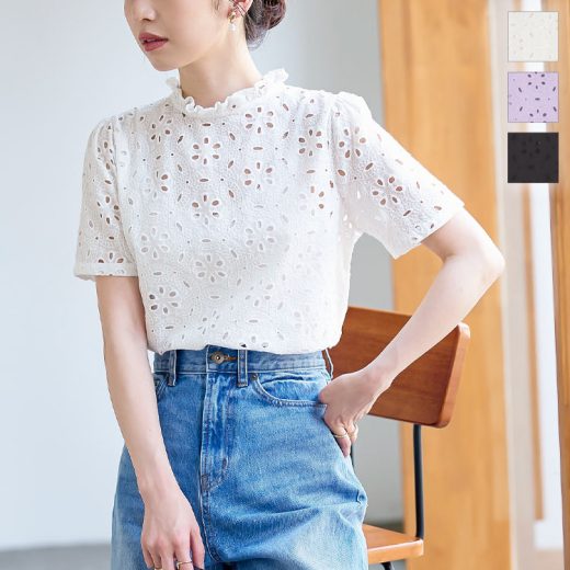 ≪ 特別セール ≫レースブラウス [C6236] レディース トップス 半袖 綿 コットン コットンレース オケージョン フェミニン