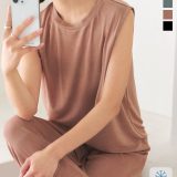 ≪ 特別セール ≫接触冷感 ノースリ トップス レディース ノースリーブ 冷感 ひんやり 涼しい カットソー クルーネック セットアップ 夏服 丸首 シンプル リゾート 旅行 タンクトップ タンク インナー スーツ オフィス 無地 大人 部屋着 [C7166]