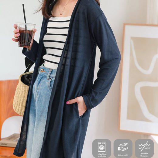 ≪6/12 新発売!!2290円 送料無料≫ カーディガン ロングカーディガン トップス [C7480] カットソー レディース 20代 30代 40代 冷房対策 紫外線対策 UV対策 日除け 体形カバー 体型カバー 体系カバー 透け感 シアー 白 黒 緑 オレンジ オフホワイト【送料無料】【メール便】