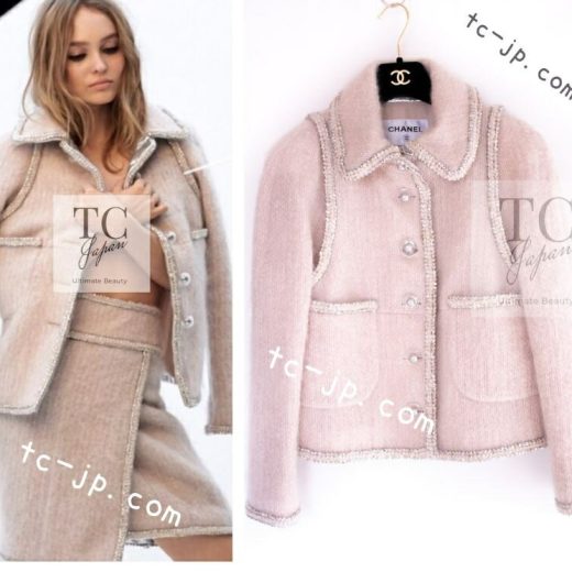 [中古] シャネル コート ジャケット CHANEL 軽くてふわふわ 淡い ベビーピンク モヘア ウール カール・ラガーフェルド作品 超美品 希少サイズ 44