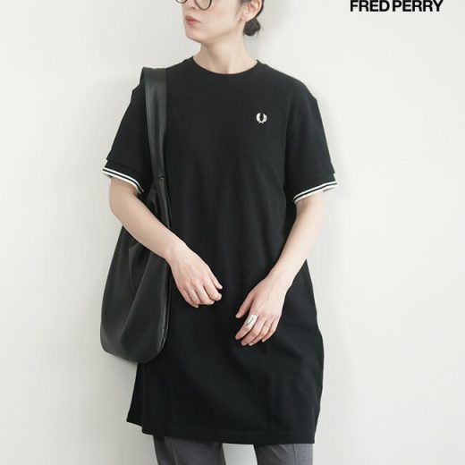 [D9167]FRED PERRY(フレッドペリー) Tipped Pique T-Shirt Dress 半袖ワンピース【メール便対応可】