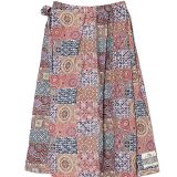as know as ドビーにタイルみたいSK レディース ボトムス スカート プリント 巻きスカート風 涼しい さらり リボン ウエストゴム フレアー ポケット ドゥバズ