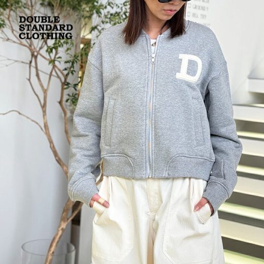 ダブルスタンダードクロージング ブルゾン DOUBLE STANDARD CLOTHING Dロゴジップアップブルゾン ジャケット ジップアップ コットン ダブスタ レディース トップグレー【2025春夏】