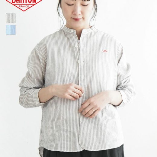 ◇[DT-B0279LCT]DANTON(ダントン) ストライプバンドカラーシャツ シャツ レディース トップス