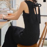 ≪6/22 新発売!!3990円 送料無料≫ ワンピース ノースリーブ [E3513] レディース 20代 30代 40代 ワンピ ノースリーブワンピース バックリボンワンピース ロングワンピース デイリー リゾート バックリボン シャーリング Iライン ロング丈 ノースリ 夏 旅行【送料無料】