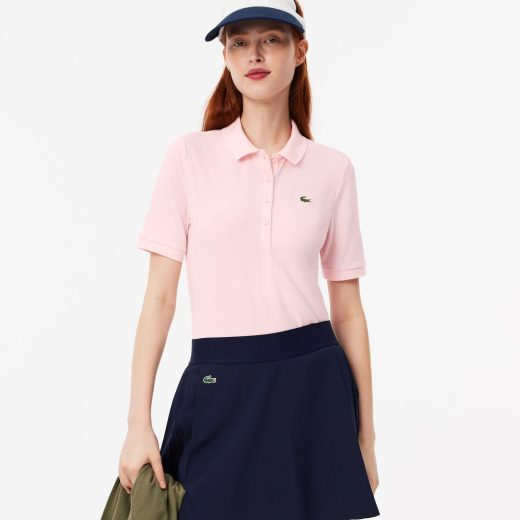 【SALE／50%OFF】LACOSTE 【EC限定】オーガニックコットン 鹿の子 ウィメンズソリッドゴルフポロシャツ ラコステ トップス ポロシャツ ホワイト ピンク ネイビー【送料無料】