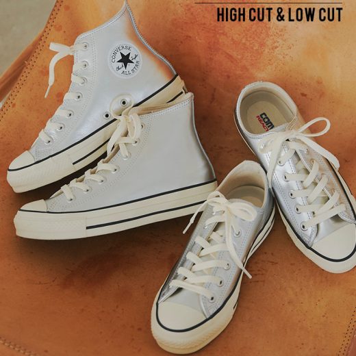 [ CONVERSE ] LEATHER ALL STAR (R) HI / Lo シルバー レディース コンバース スニーカー レザー オールスター ハイカット ローカット 革 本革 紐靴 運動靴 靴 シューズ レディースシューズ レディーススニーカー ぺたんこ フラット くつ 40代 [I2623] 【送料無料】
