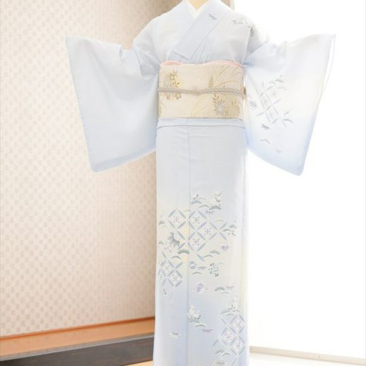 訪問着レンタル 絽 sr5045 結婚式 夏用 夏着物 お宮参り 7月 8月 フルセット 夏 涼しい 薄手 着物レンタル ママ 母 母親 淡色 人気 高級訪問着 フォトブックプレゼント 上品な水色に慶び縁起文様【レンタル】