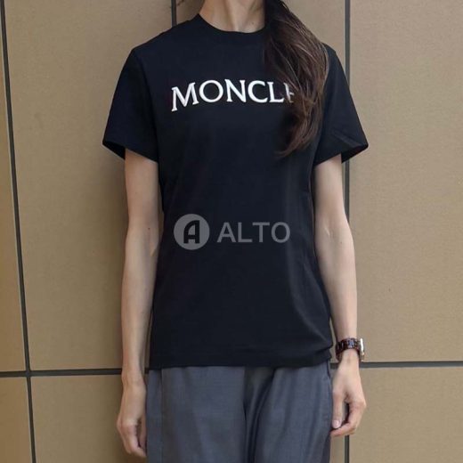 【2025春夏物入荷】☆1/30入荷☆MONCLER モンクレール ロゴ刺繍 コットン Tシャツ 8C00011 89AIJ レディース 半袖 ブラック