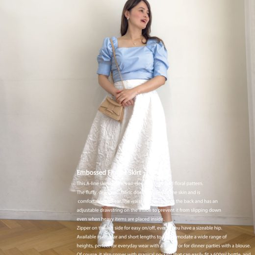 【Pinup Closet】エンボスフラワースカート ピンナップクローゼット CINEMATIQ シネマティック レディース ワンピース 大人可愛い スカート ドライタッチ サイドファスナー 裏地あり 洗える シワになりにくい イージーケア 600mlボトルが入るマジカルポケット