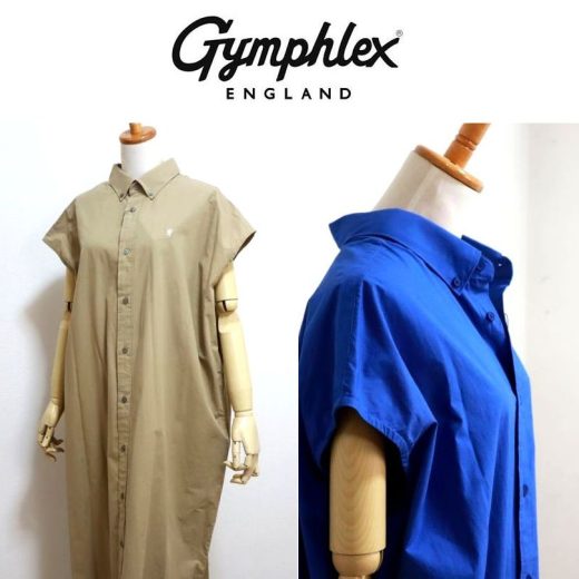 2025春夏新作 GYMPHLEX ジムフレッックス ワンピース ノースリーブ B.D.シャツドレス #GY-B0246 TYO スリーブレス【Lady’s】
