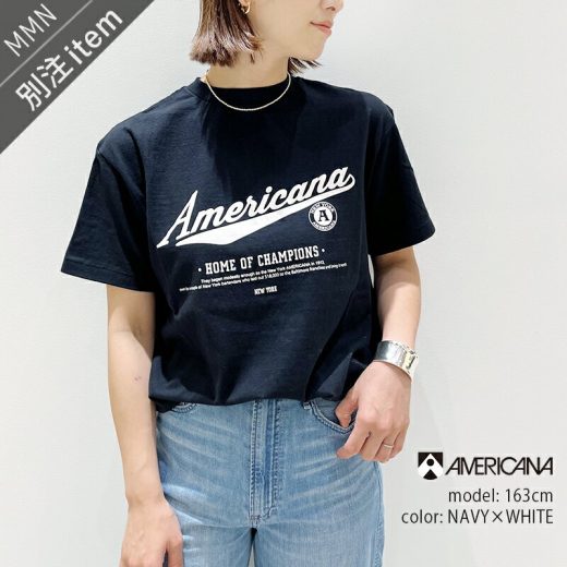 ＼ノベルティバッグ対象／AMERICANA×MMN【別注アイテム】 アメリカーナ　AmericanaBaseball/NEW YORKtee ベースボールNEW YORK Tシャツ BRF-750AGB/2【RCP】2025SS カットソー 25gw