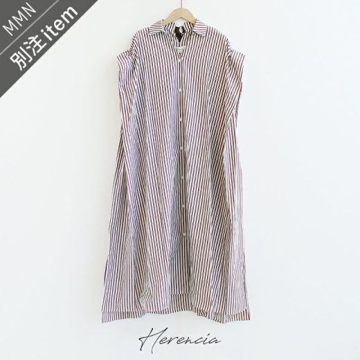 HERENCIA×MMN【カラー別注】ヘレンチア　バックリボンシャツドレスワンピース H325130【RCP】2025SS ストライプ