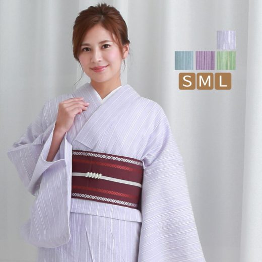 木綿 着物 単 洗える 阿波しじら 着物 浴衣 仕立て上がり 縞【S-L 全4色】｜木綿 大人 居敷当付 単衣 国内仕立て レディース 日本製