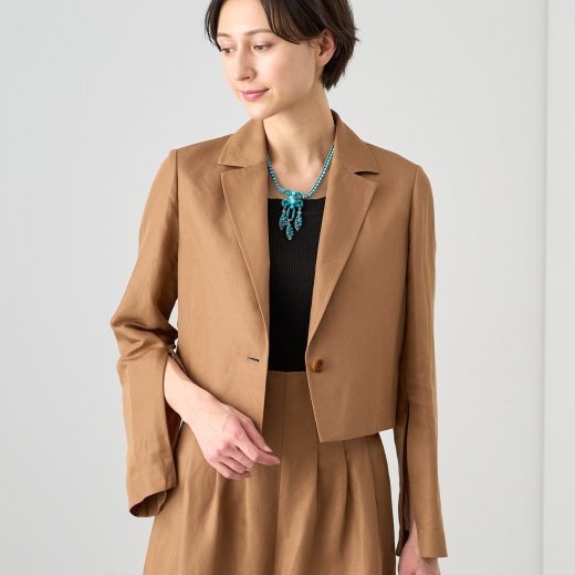 【SALE／40%OFF】ANAYI 【セットアップ対応商品】リネンツイルショート ジャケット アナイ ジャケット・アウター テーラードジャケット・ブレザー ホワイト ブラウン ブラック【送料無料】