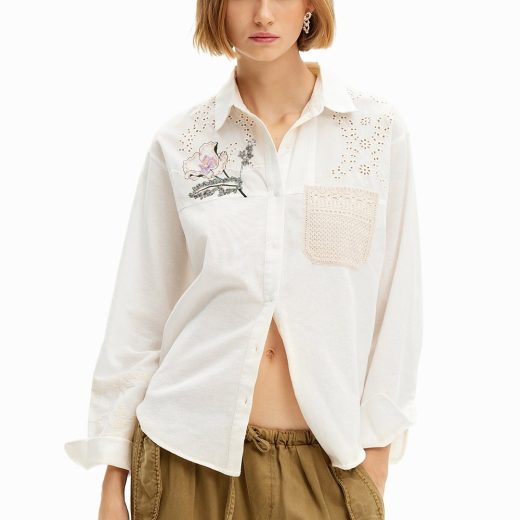 【SALE／30%OFF】Desigual かぎ針編み リネンシャツ デシグアル トップス シャツ・ブラウス ホワイト【送料無料】