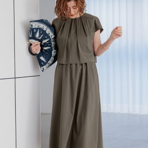 【SALE／40%OFF】23区 【接触冷感/洗える】ストレッチラミータフタ ワンピース ニジュウサンク ワンピース・ドレス ワンピース ブラウン ネイビー グリーン【送料無料】