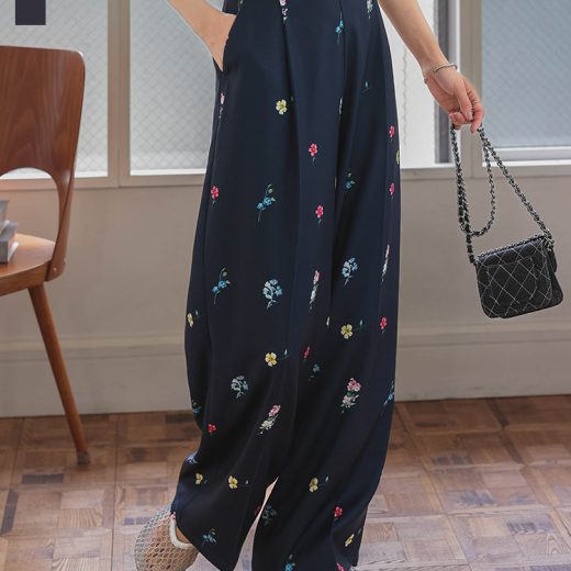 ≪6/3 新発売!!3990円 送料無料≫ パンツ ボトムス ワイドパンツ タックパンツ [M4225] レディース 20代 30代 40代 スラックス イージーパンツ ズボン ボトム 総柄 プリント 花柄 裏地 低身長 プチサイズ バックゴム 楽ちん ゆったり 体型カバー フリー 花柄【送料無料】