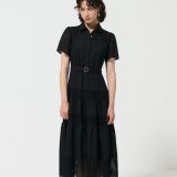 【SALE／50%OFF】GRACE CONTINENTAL メッシュコンビシャツワンピース グレースコンチネンタル ワンピース・ドレス シャツワンピース ホワイト ブラック【送料無料】